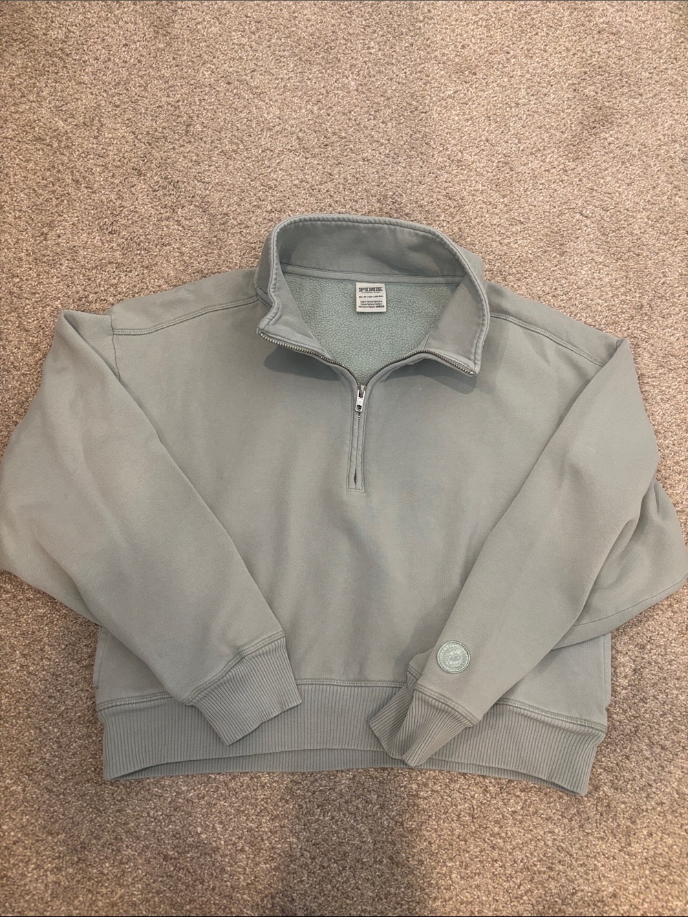 PINK Victoria's Secret Quarter-Zip Sweater in Sage